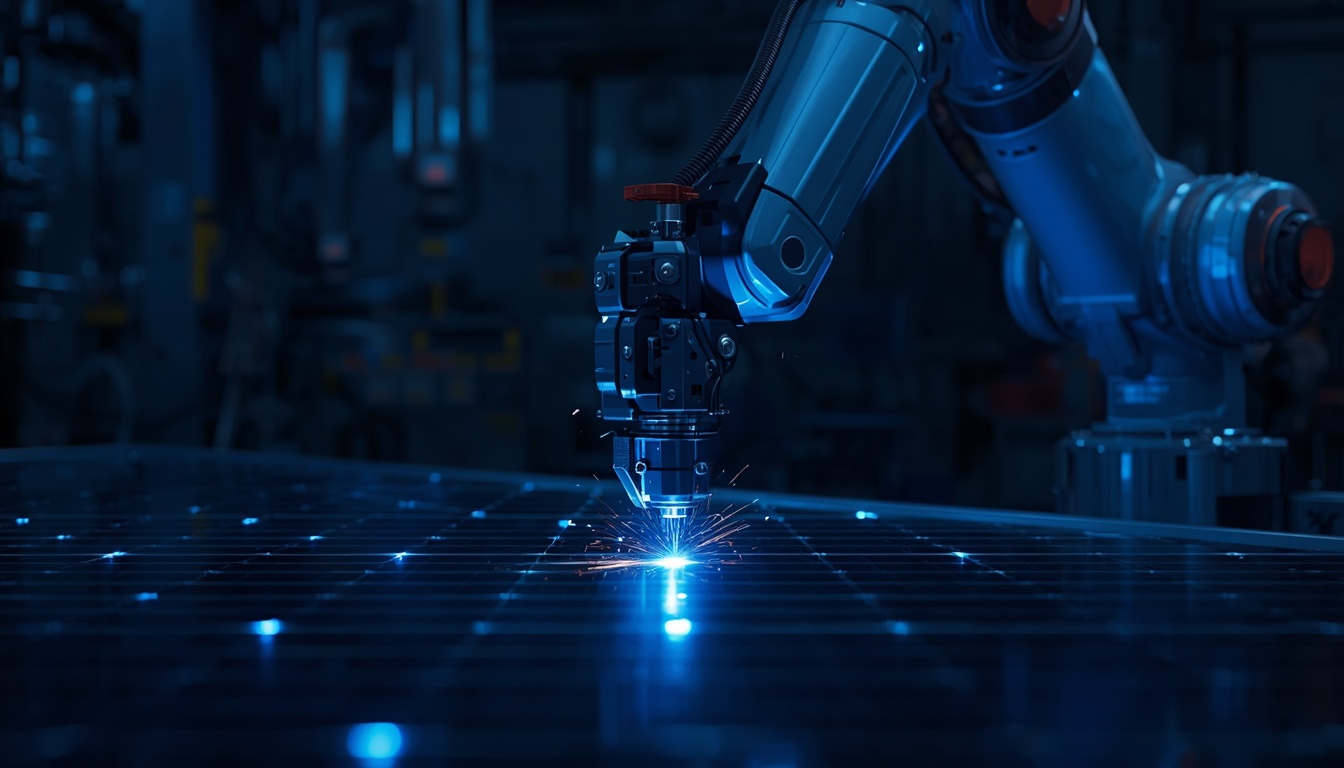 Industrial robotics working in a modern manufacturing environment